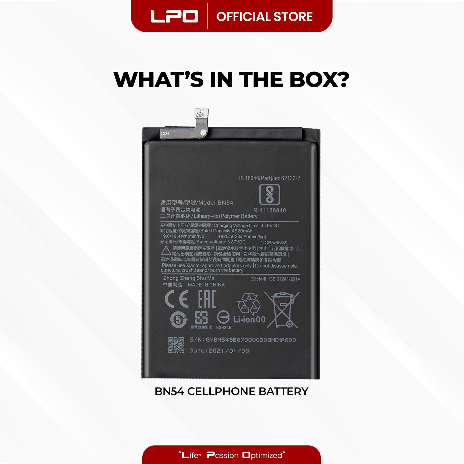 Cellphone Battery Xiaomi Redmi Note 9 2020 BN54 Compatible with M2003J15SC, M2003J15SG - LPO Laptop PC-Outlet