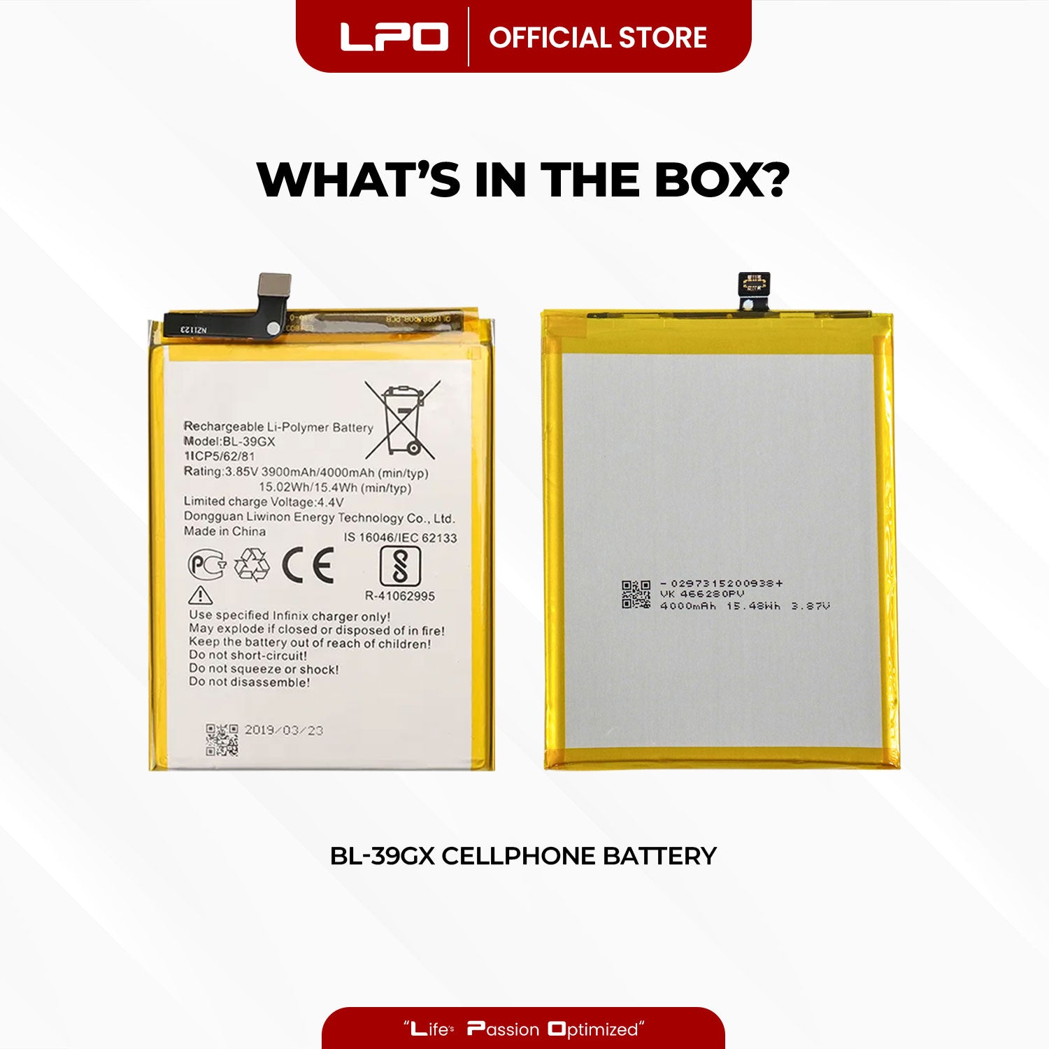 Cellphone Battery	Infinix Hot S3 2018 BL-39GX Compatible with X573, X573B - LPO Laptop PC-Outlet