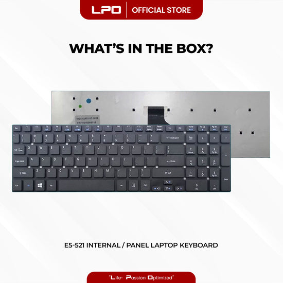 Laptop Keyboard ACER E5-521 Internal Type / Panel Black US Compatible with Acer Aspire E5-521 E5-521G