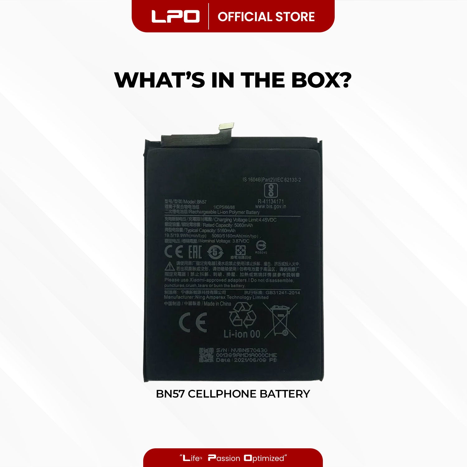 Cellphone Battery Xiaomi Poco X3 Pro 2021 BN57 Compatible with Xiaomi Poco X3 NFC 2020 - LPO Laptop PC-Outlet