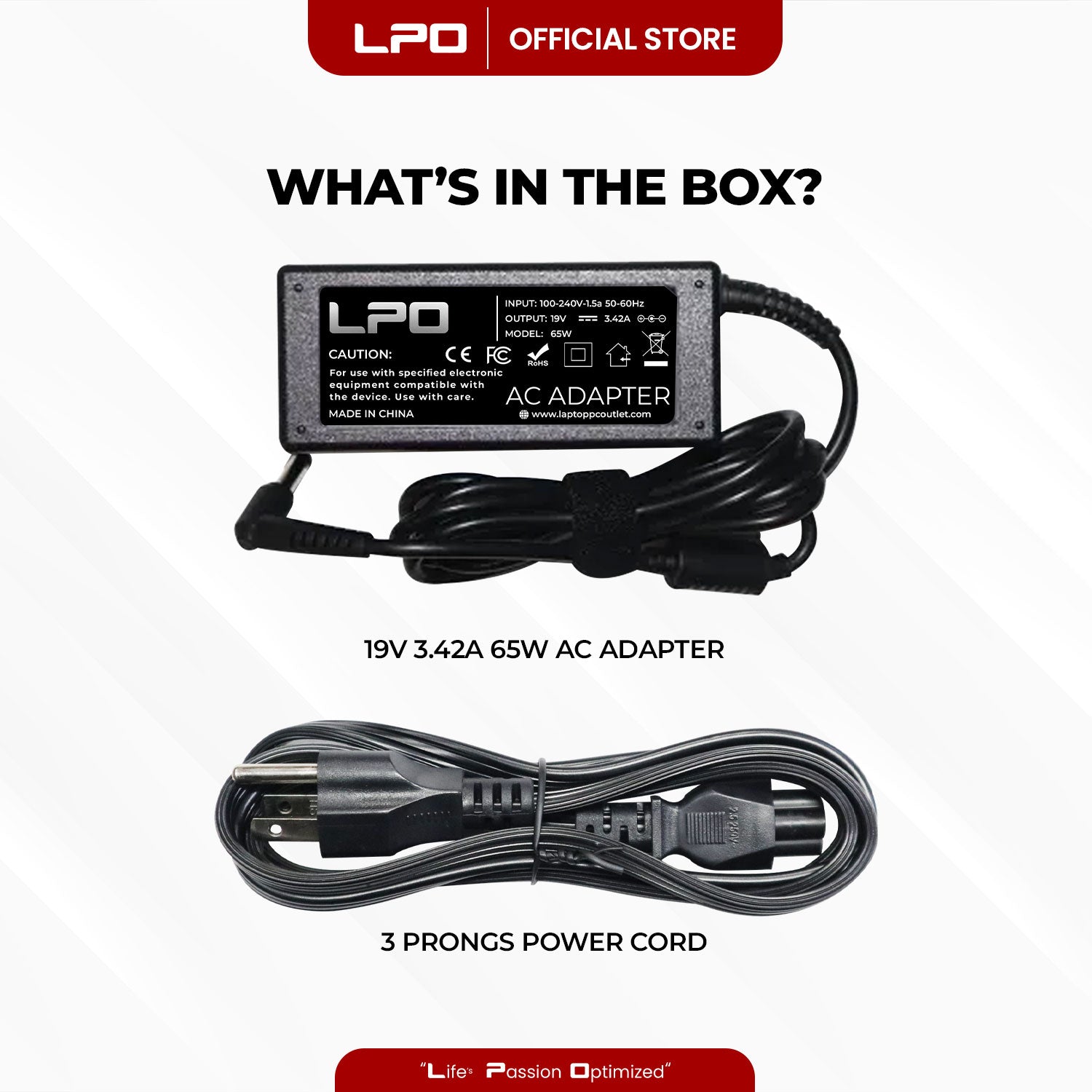 Laptop Charger Lenovo 19V 3.42A 65W Common Pin 5.5mm x 2.5mm Compatible with Lenovo G230 Series