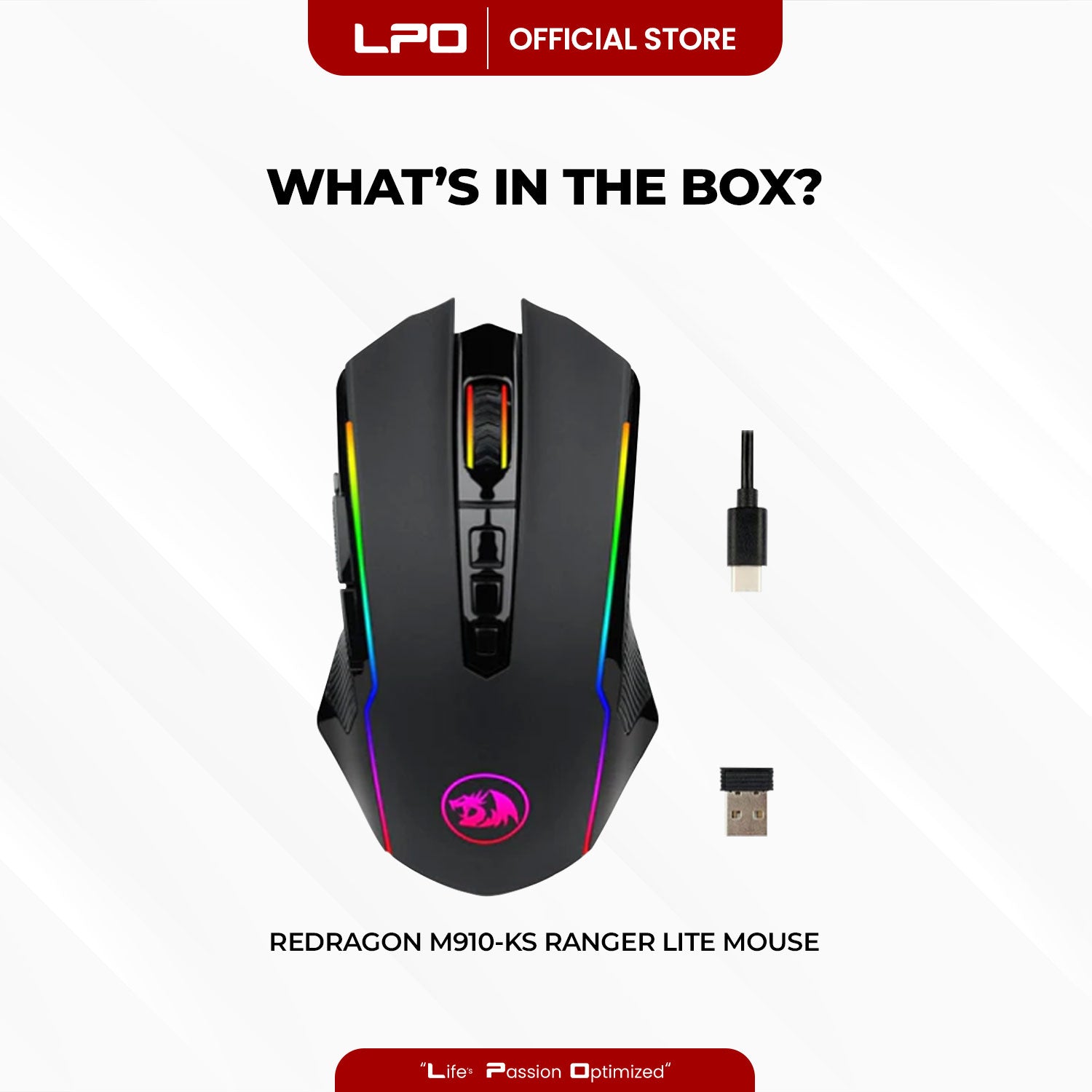 Redragon Ranger Lite M910-KS Gaming Mouse RGB Wired and Wireless Dual Mode