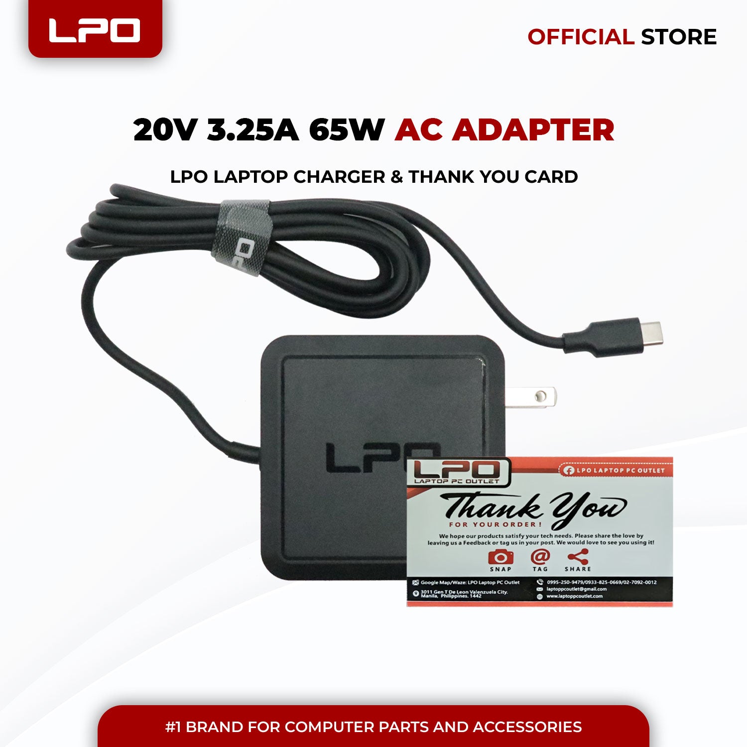 Laptop Charger Lenovo 20V 3.25A 65W TYPE C Compatible with Lenovo ThinkPad 25 T480