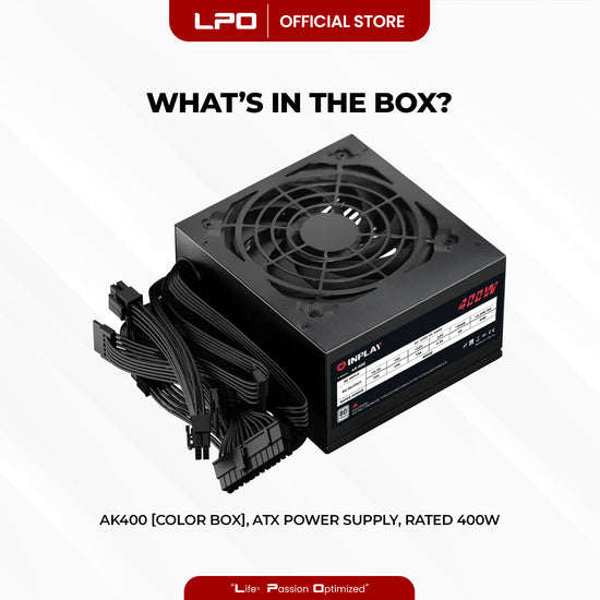 AK400 ATX PSU 400W 220V, 50–60Hz 12cm cooling fan Standard ATX