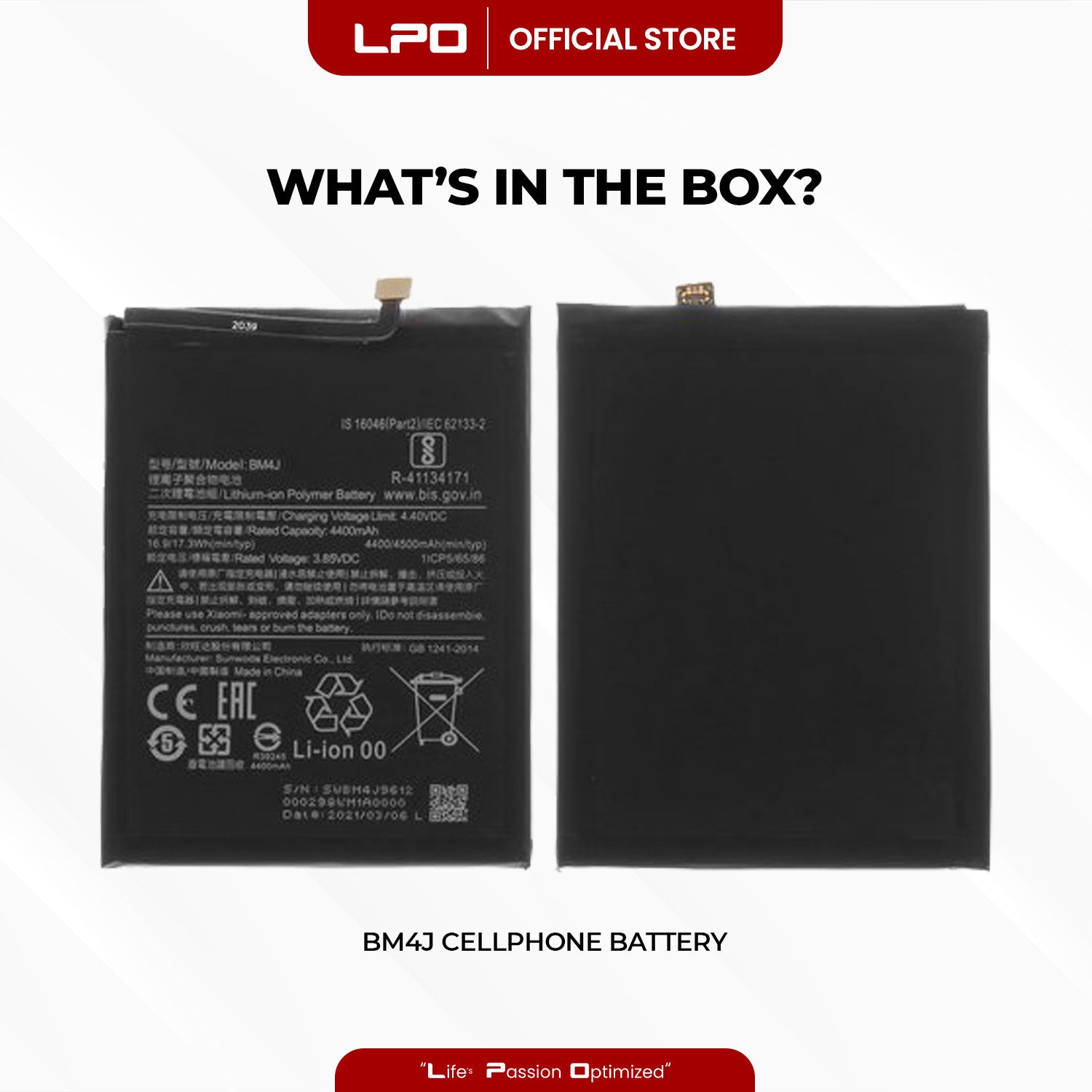 Cellphone Battery Xiaomi Redmi Note 8 Pro 2019 BM4J Compatible with 2015105, M1906G7I - LPO Laptop PC-Outlet