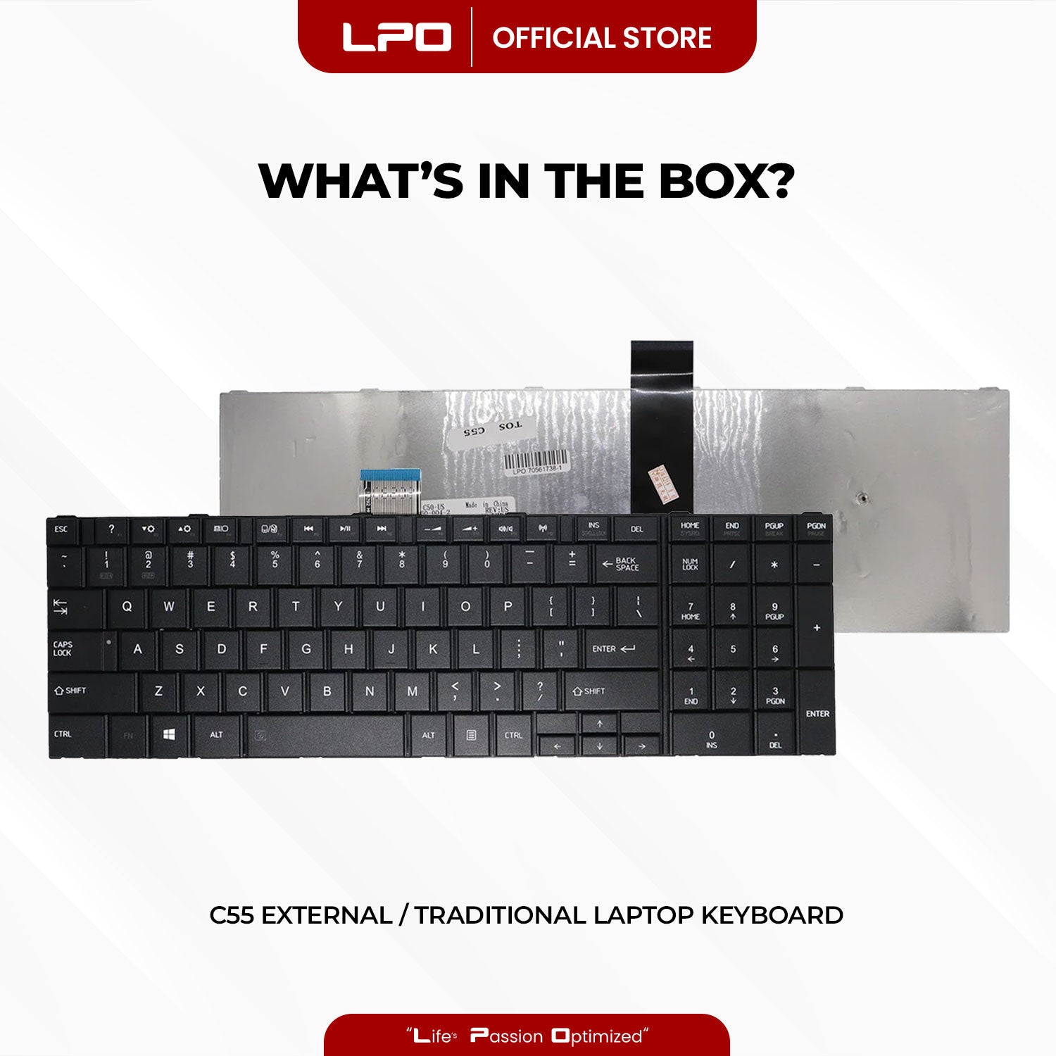 Laptop Keyboard TOSHIBA C55	External / Traditional Black US Compatible with Toshiba Satellite C55 C50-A C55-A C55D-A Series