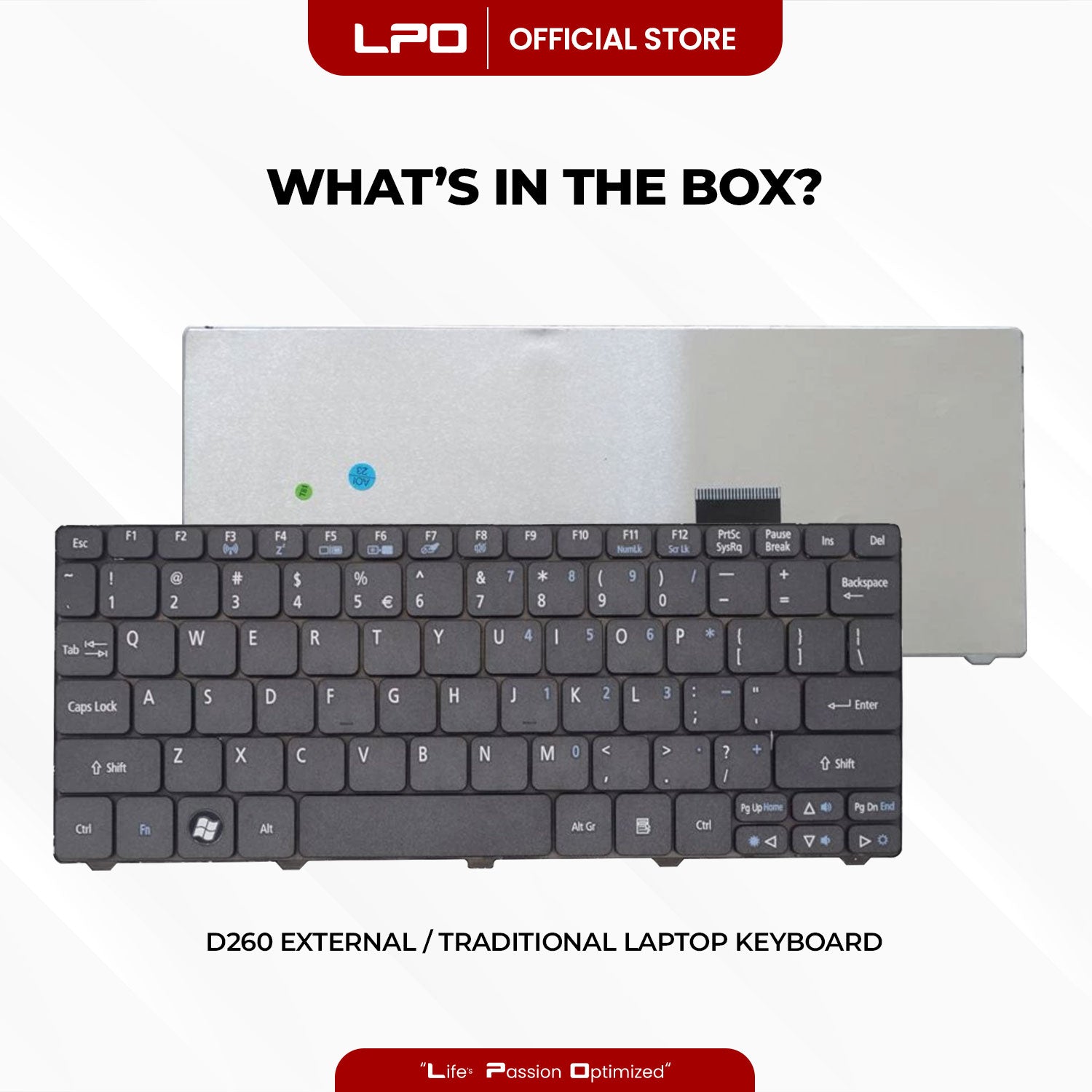 Laptop Keyboard ACER D260 External Type / Traditional Black UK Compatible with Acer Aspire One 521 522 533 D255 D255E D257 D260 D270