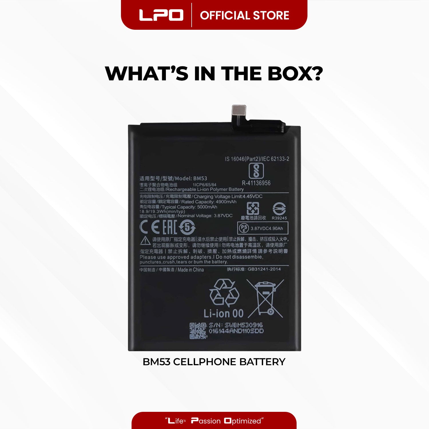 Cellphone Battery Xiaomi Mi 10T 5G 2020 BM53 Compatible with M2007J3SY, Xiaomi Mi 10T Pro 5G 2020 - LPO Laptop PC-Outlet