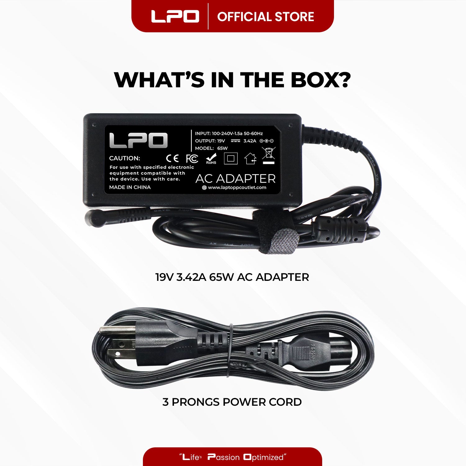 Laptop Charger Asus 19V 3.42A 65W Zenbook 3.0mm x 1.1mm Compatible with Asus UX21 Series