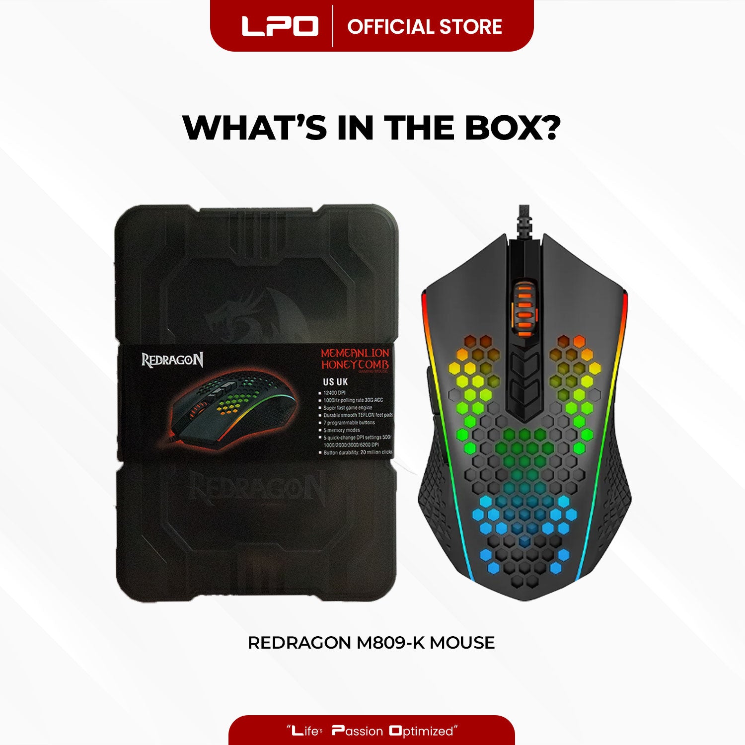 Redragon Memeanlion M809-K Honeycomb Gaming Mouse Black