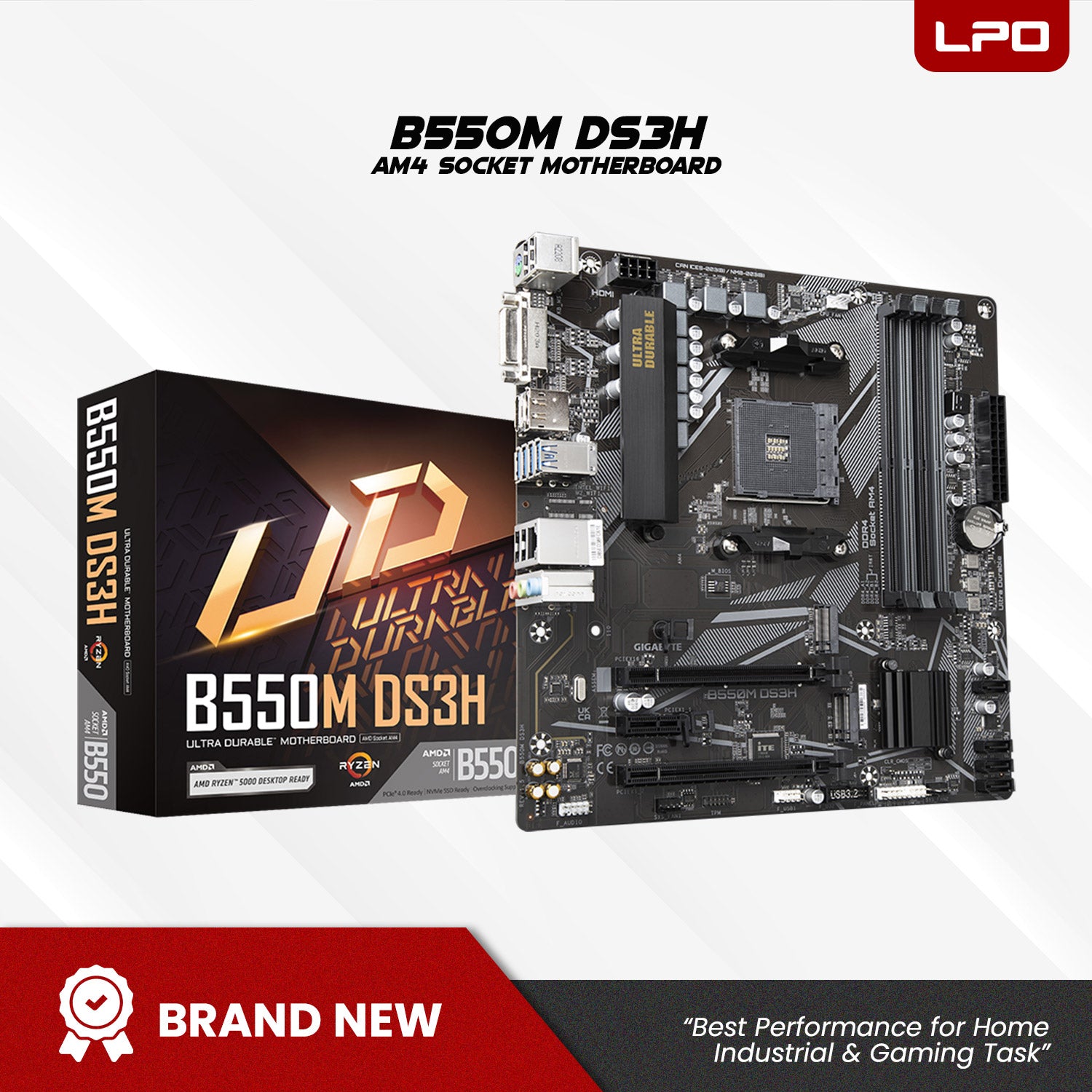 Gaming Unit AMD Ryzen 7 5700G 3.8Ghz B550M DS3H AM4 Socket 32GB DDR4 512GB NVME M.2 SSD RGB AK600W 80+ Bronze DF-120 ARGB Liquid CPU Cooling Meteor 03 Casing (Game Ready)