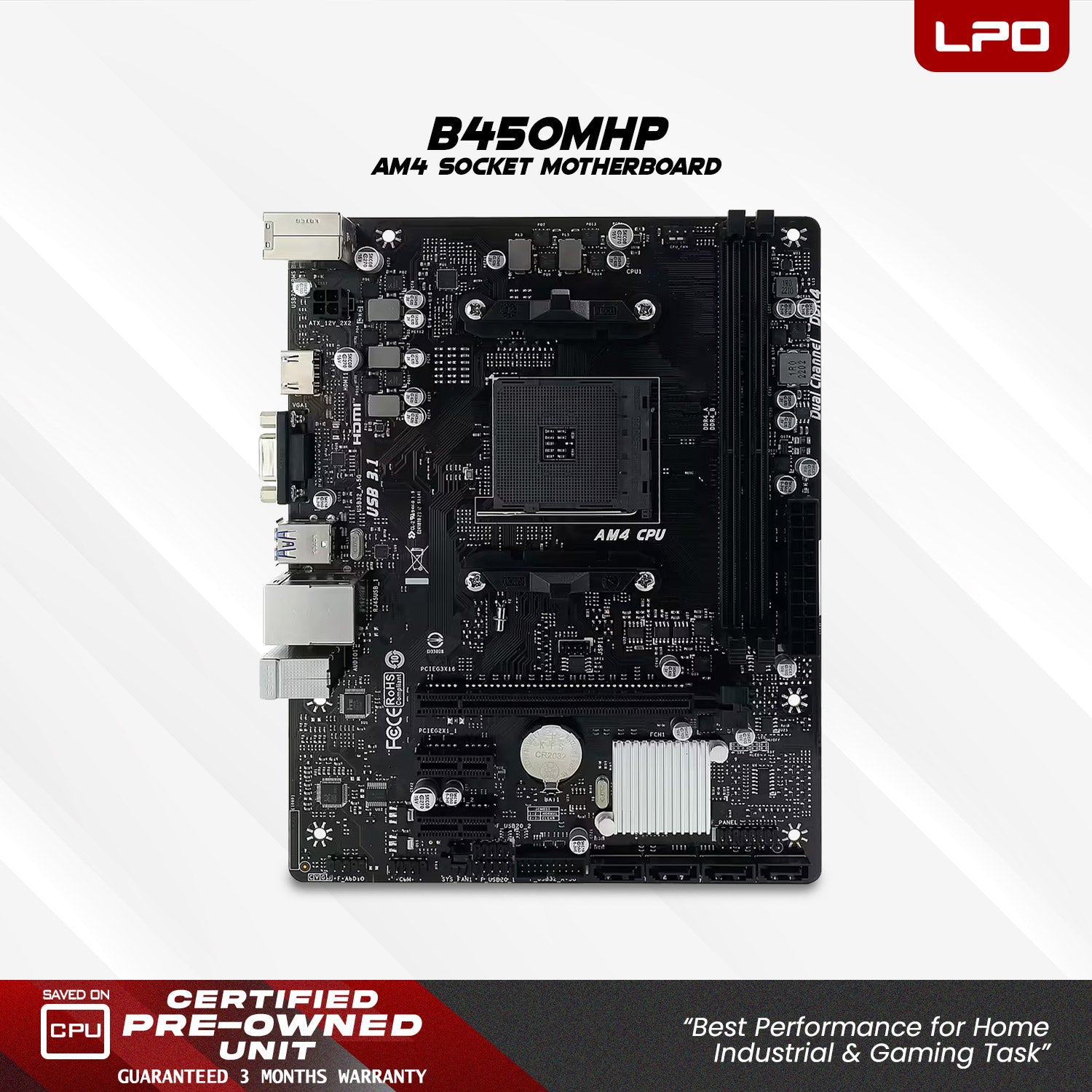 LPO Gaming Unit AMD Ryzen 5 5500 @3.5Ghz B450MHP AM4 Socket RX580 8GB DV360S Wave Series CPU Liquid Cooler Elite 16GB DDR4 256GB 2.5