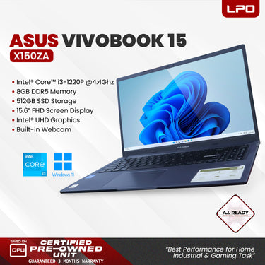 LPO Laptop Asus Vivobook 15 X150ZA Intel Core i3-1220P, 1500MHz 8GB DDR5 512GB SSD Win 11 Pro 15.6