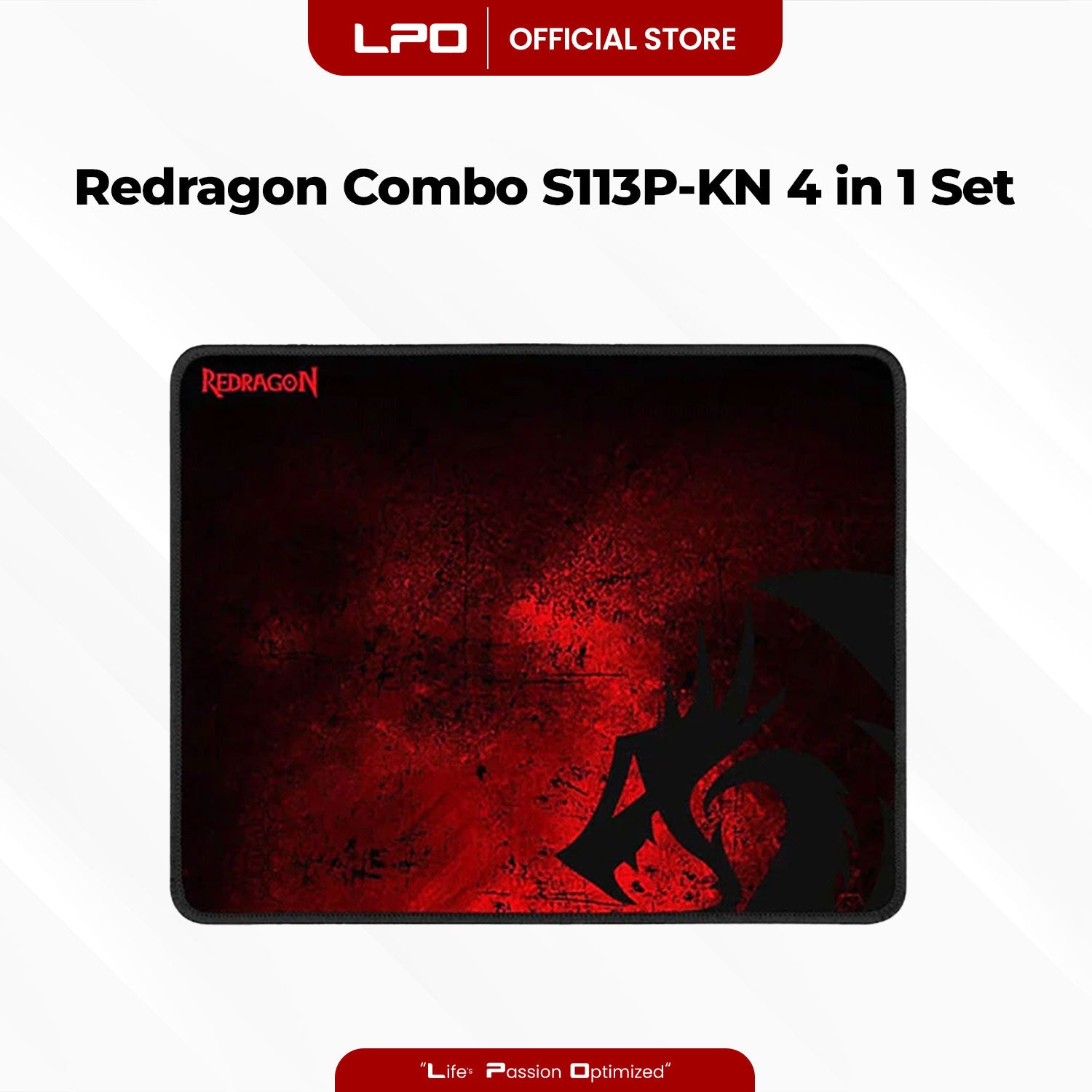 Redragon Combo S113P-KN Keyboard Mouse Mousepad Headset 4 In 1 Set Gaming Essentials