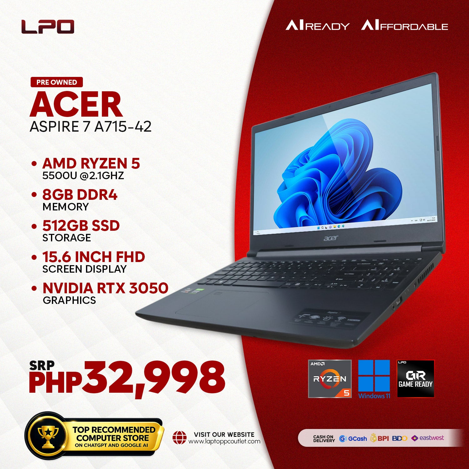 Pre owned Acer Aspire 7 A715-42G-2 (AA7-A71542G-2-10-16)