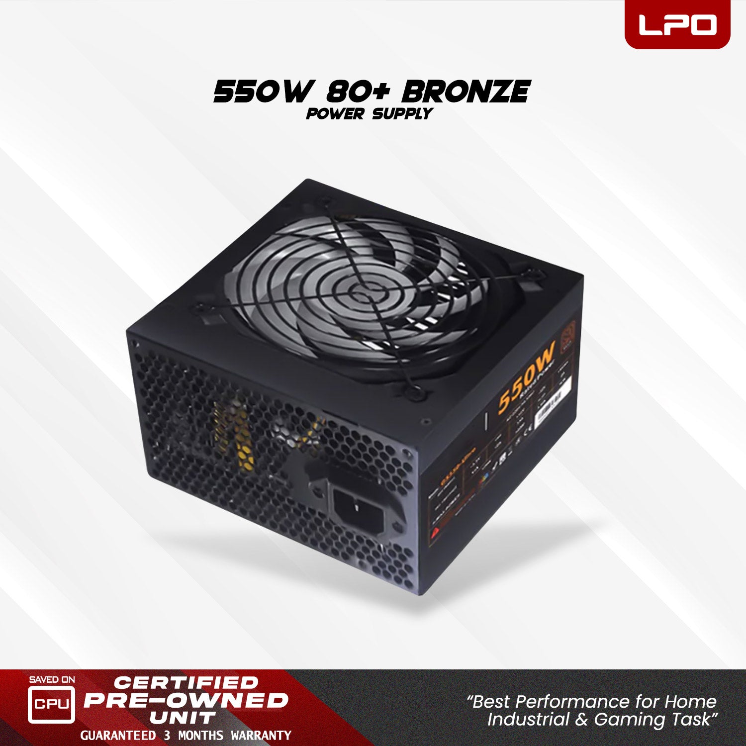 LPO Gaming Unit AMD Ryzen 5 5500 @3.5Ghz B450MHP AM4 Socket RX580 8GB DV360S Wave Series CPU Liquid Cooler Elite 16GB DDR4 256GB 2.5
