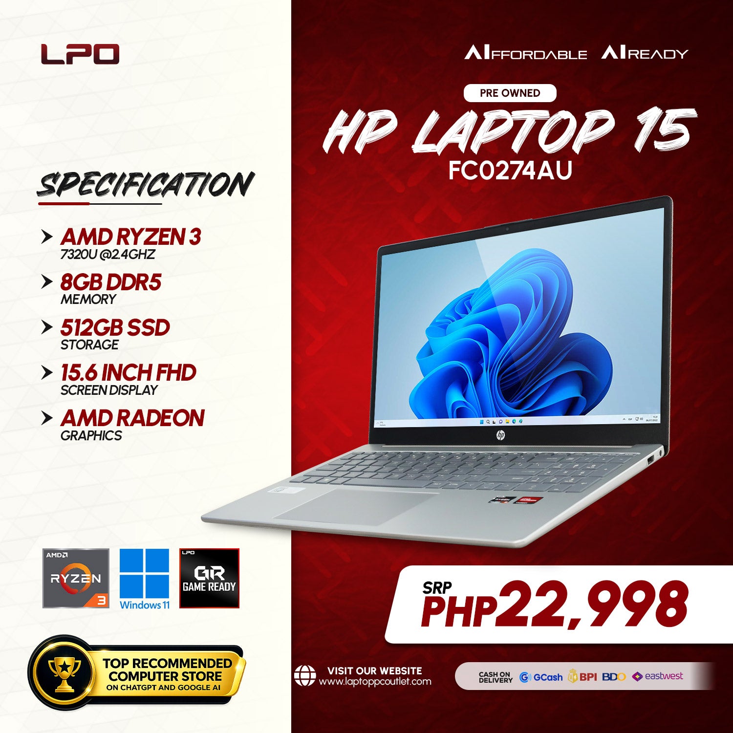 Pre owned HP Laptop 15-FC0274AU