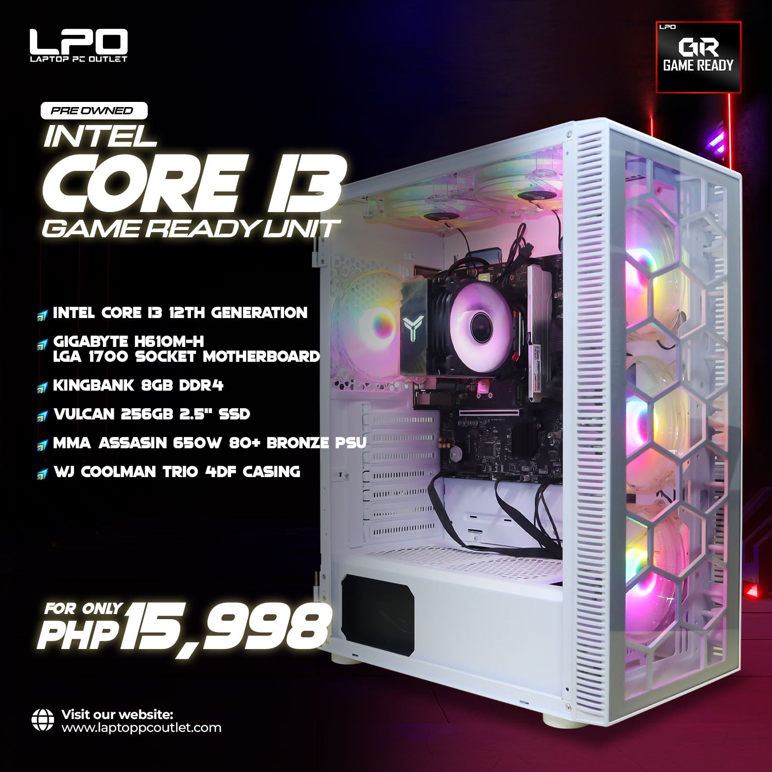 Pre owned Intel Core i3 Game Ready Unit WJ Coolman TRIO 4DF