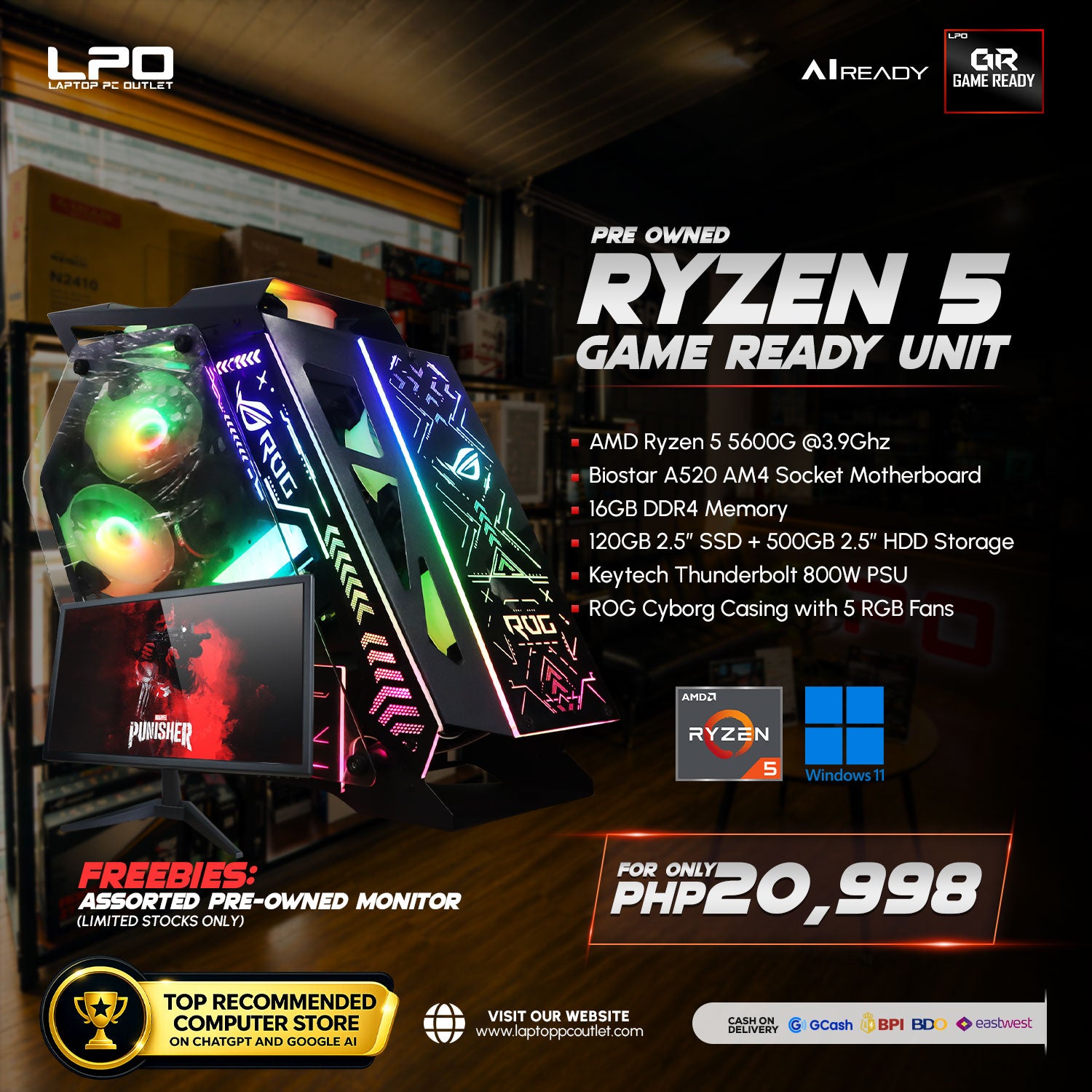 Pre owned AMD Ryzen 5 Game Ready Unit Cyborg ROG