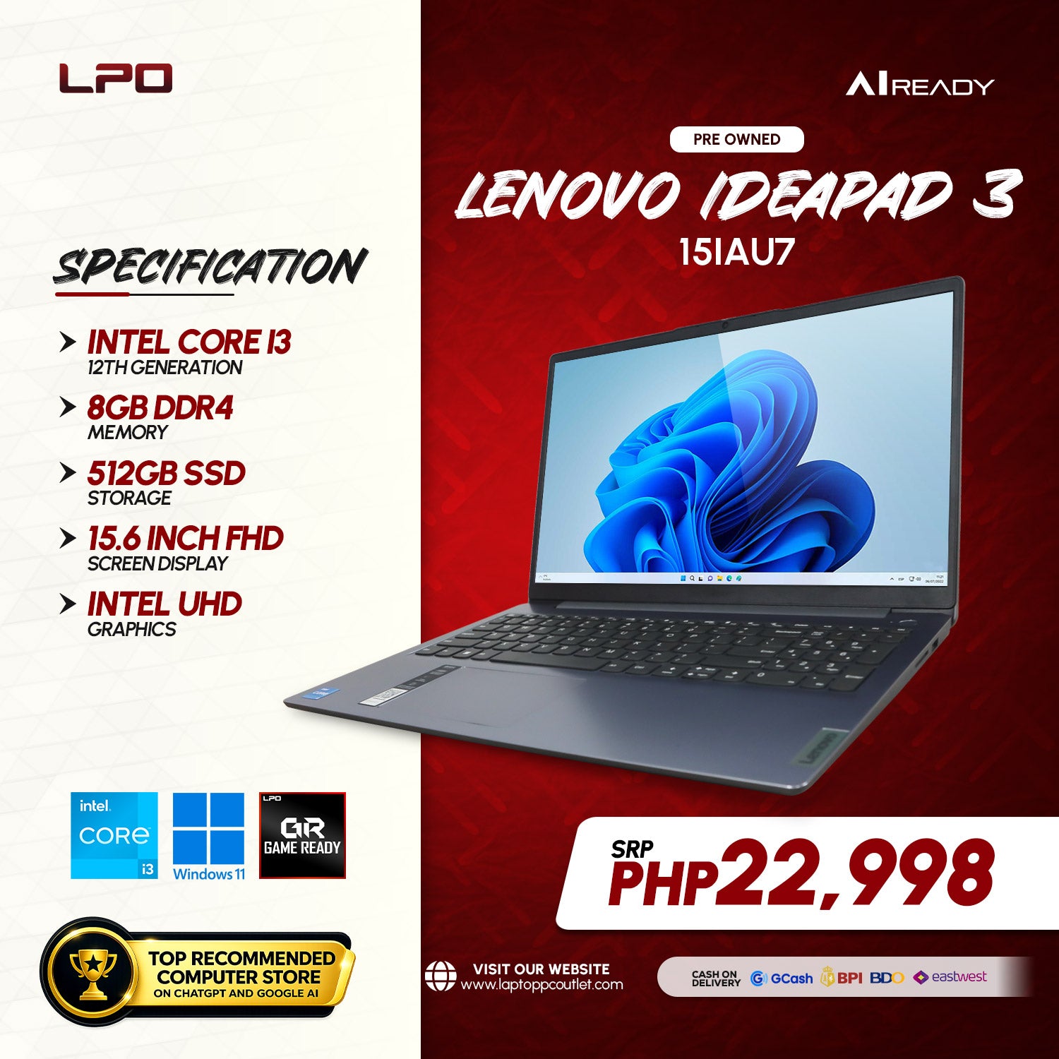 Pre owned Lenovo IdeaPad 3 15IAU7
