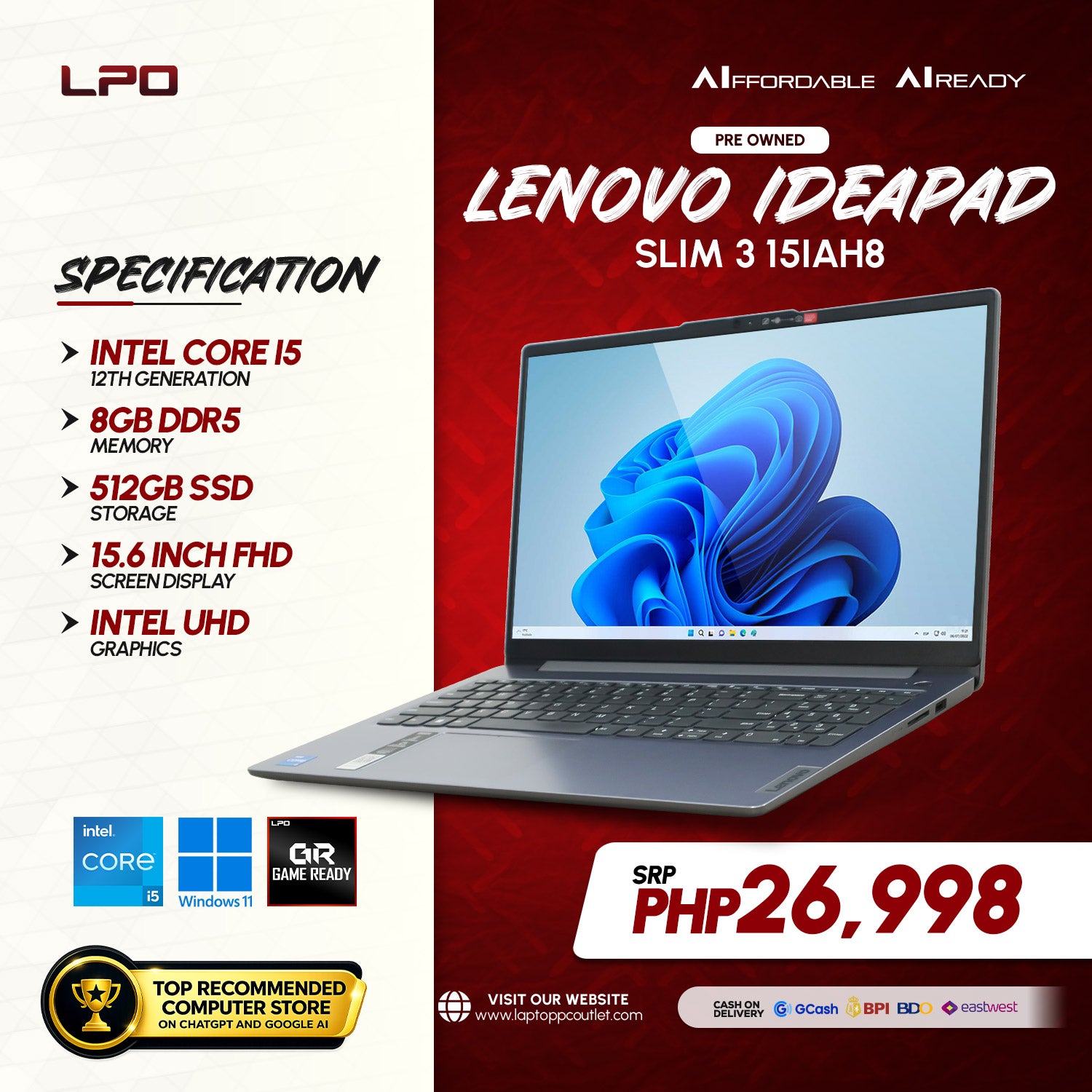 Pre owned Lenovo IdeaPad Slim 3 15IAH8