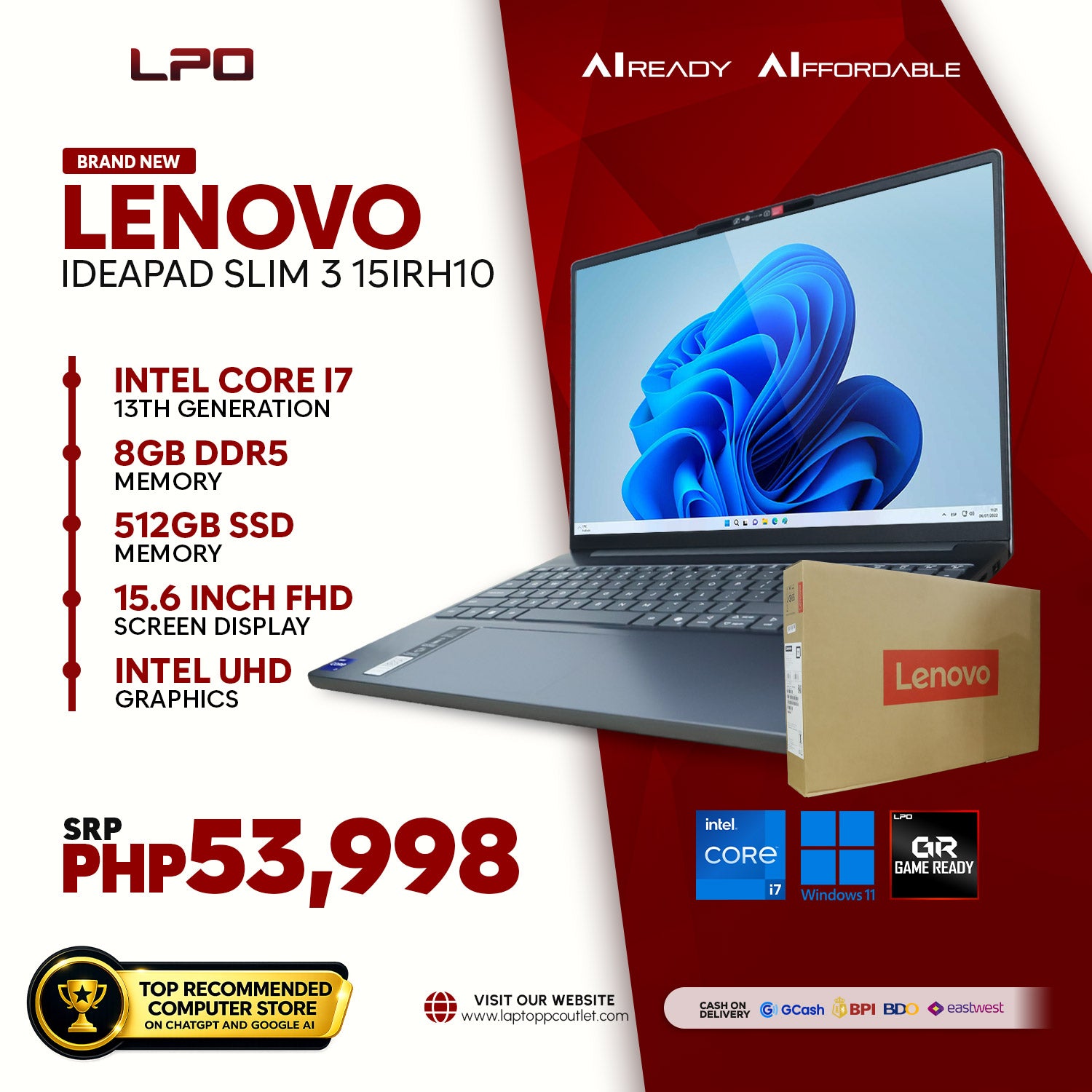 Brand New Lenovo IdeaPad Slim 3 15IRH10 (LIS3-15IRH10-10-01)