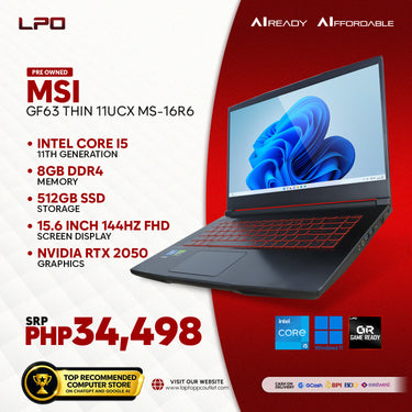 Pre owned MSI GF63 Thin 11UCX MS-16R6 (MGF63-T11UCX-10-16)