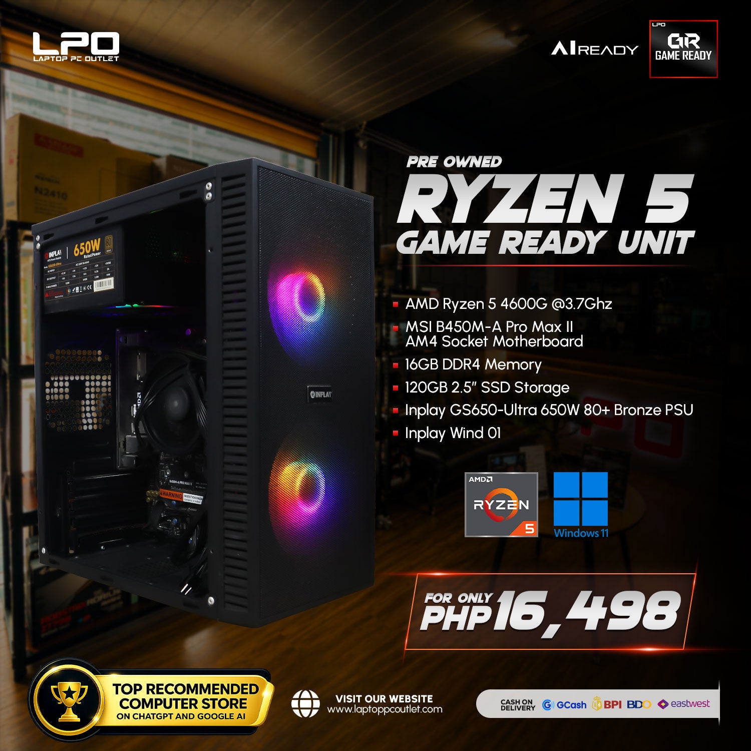 Pre owned AMD Ryzen 5 Game Ready Unit Inplay Wind 01